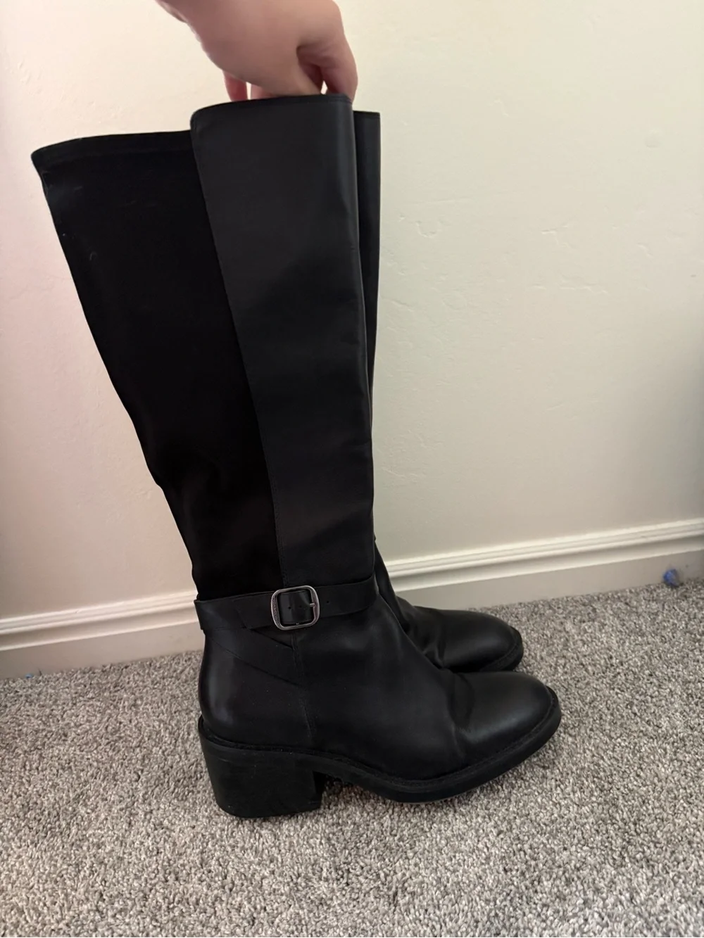 Vince Camuto Black Leather Wide Calf Boots